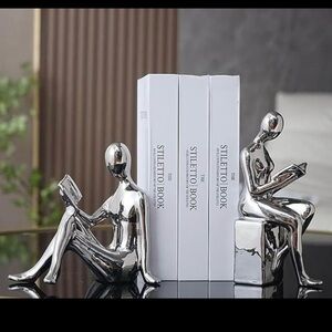 “People Reading” Silver bookends